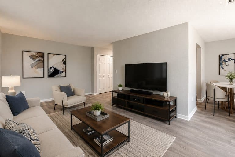 Living area in an apartment.